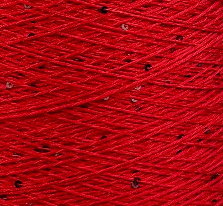 Art. Rouge Royale – 100 % Maulbeerseide mit Pailletten col. Intensives Königsrot 570 m / 100 g